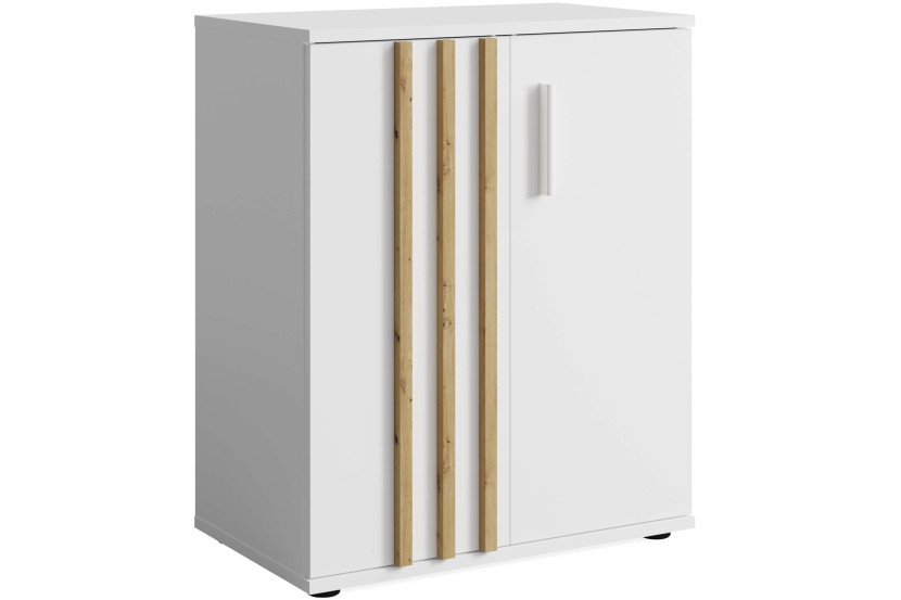 KONSIMO FERIO Mała komoda 60 cm do przedpokoju kolor biały/dąb artisan 757818