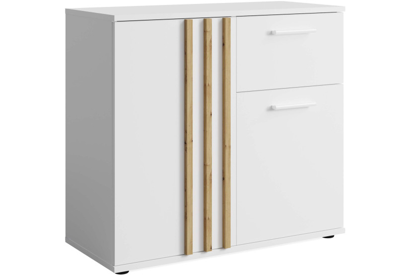 KONSIMO FERIO Mała komoda 80 cm do salonu/przedpokoju biały/dąb artisan 757264
