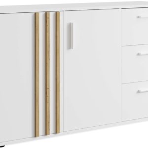KONSIMO FERIO Nowoczesna biała komoda do salonu 120 cm z szufladami 757262 KONSIMO FERIO Nowoczesna biała komoda do salonu 120 cm z szufladami 757262