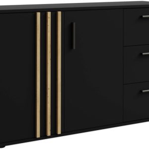 KONSIMO FERIO Nowoczesna czarna komoda do salonu 120 cm z szufladami 757279 KONSIMO FERIO Nowoczesna czarna komoda do salonu 120 cm z szufladami 757279