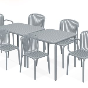 KONSIMO FICCARI Komplet mebli ogrodowych, 6-osobowy, szary, lekkie 868728 KONSIMO FICCARI Komplet mebli ogrodowych, 6-osobowy, szary, lekkie 868728