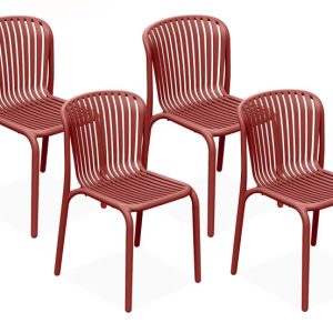 KONSIMO FICCARI Krzesła designerskie na ogród, czerwone, zestaw dla 4 os. 868360 KONSIMO FICCARI Krzesła designerskie na ogród, czerwone, zestaw dla 4 os. 868360