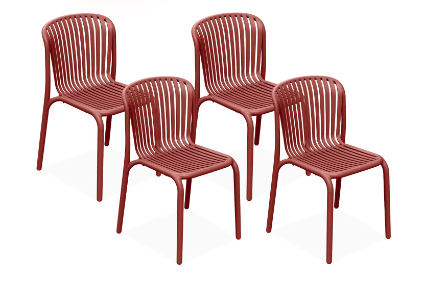 KONSIMO FICCARI Krzesła designerskie na ogród, czerwone, zestaw dla 4 os. 868360