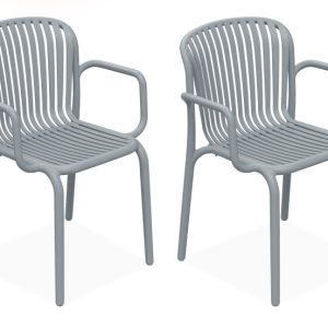 KONSIMO FICCARI Krzesło na ogród / taras / balkon, szare, zestaw 2 szt. 868335 KONSIMO FICCARI Krzesło na ogród / taras / balkon, szare, zestaw 2 szt. 868335
