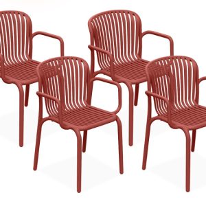 KONSIMO FICCARI Lekkie i stabilne krzesło na ogród/taras, czerwone, 4 szt. 868308 KONSIMO FICCARI Lekkie i stabilne krzesło na ogród/taras, czerwone, 4 szt. 868308