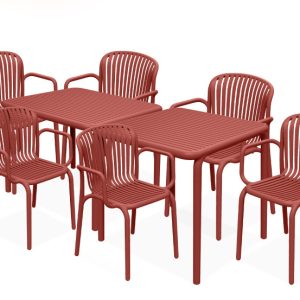 KONSIMO FICCARI Meble na ogród, wysokogatunkowe, czerwone, 6 os. 868782