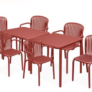 KONSIMO FICCARI Stylowy zestaw mebli do ogrodu, czerwone, 6 os. (8 el.) 868732 KONSIMO FICCARI Stylowy zestaw mebli do ogrodu, czerwone, 6 os. (8 el.) 868732