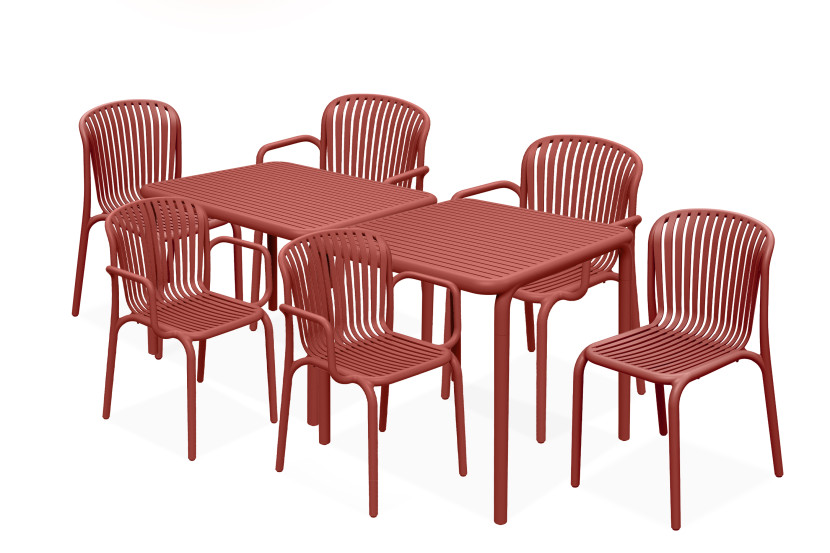 KONSIMO FICCARI Stylowy zestaw mebli do ogrodu, czerwone, 6 os. (8 el.) 868732