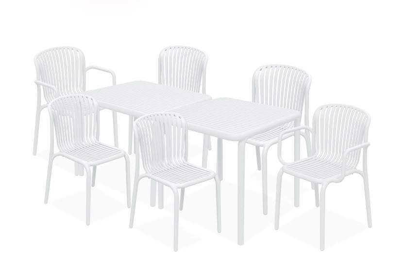 KONSIMO FICCARI Zestaw solidnych designerskich mebli do ogrodu, biały 868740