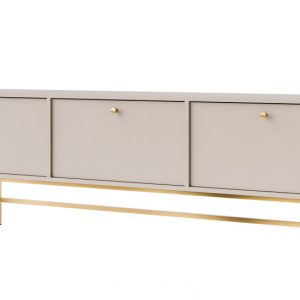 KONSIMO FLOREN Duża kremowa szafka RTV 180 cm na złotym metalowym stelażu 757394 KONSIMO FLOREN Duża kremowa szafka RTV 180 cm na złotym metalowym stelażu 757394