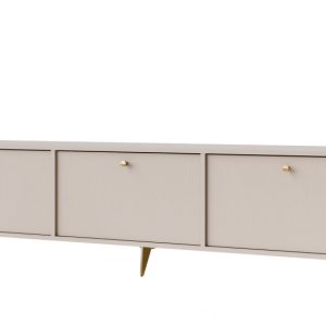 KONSIMO FLOREN Duża kremowa szafka RTV 180 cm złote narożne nóżki 757393 KONSIMO FLOREN Duża kremowa szafka RTV 180 cm złote narożne nóżki 757393