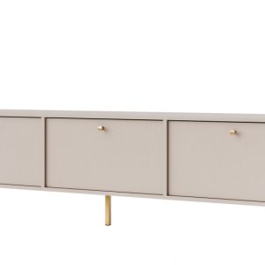 KONSIMO FLOREN Duża kremowa szafka RTV 180 cm złote proste nóżki 757396 KONSIMO FLOREN Duża kremowa szafka RTV 180 cm złote proste nóżki 757396