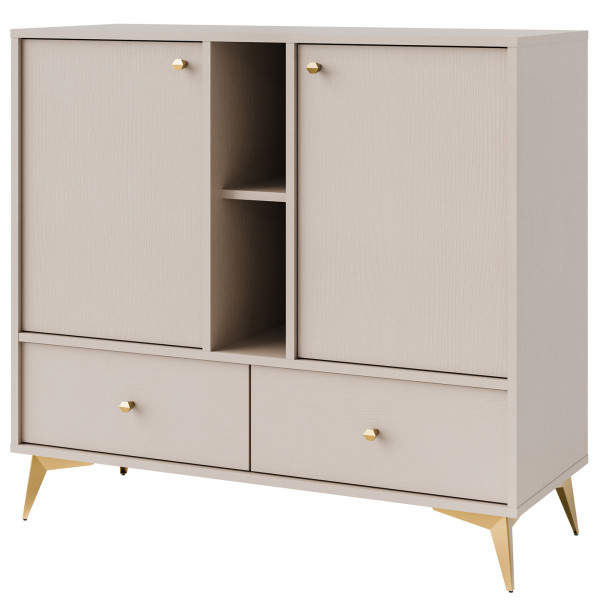 KONSIMO FLOREN Komoda 100 cm z szufladami i przegródkami kremowa 757339