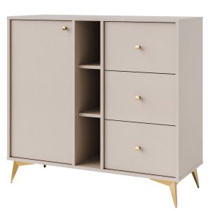 KONSIMO FLOREN Mała komoda 100 cm z szufladami na złotych nogach 757346