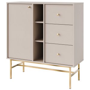 KONSIMO FLOREN Mała komoda 100 cm z szufladami na złotym stelażu 757343