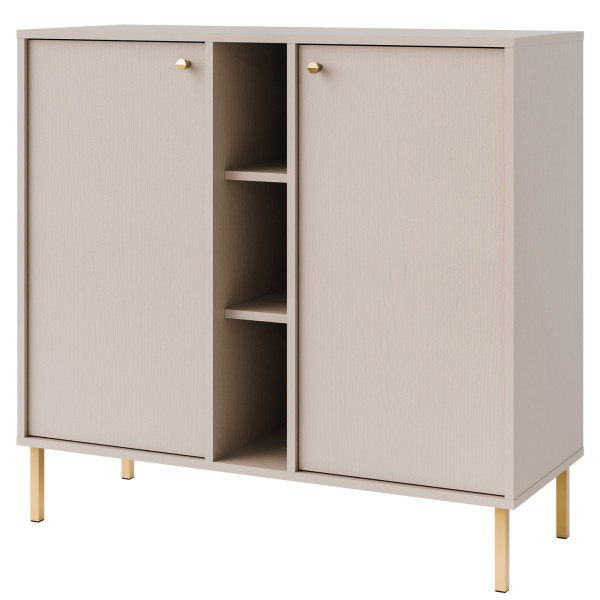 KONSIMO FLOREN Mała kremowa komoda 100 cm nowoczesna na złotych nogach 757815