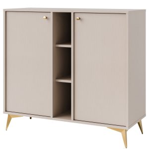 KONSIMO FLOREN Mała kremowa komoda 100 cm nowoczesna na złotych nogach 757811