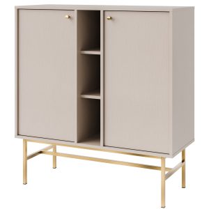 KONSIMO FLOREN Mała kremowa komoda 100 cm nowoczesna na złotym stelażu 757812