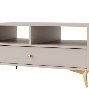 KONSIMO FLOREN Stolik kawowy do salonu z szufladą na złotych nóżkach 757447 KONSIMO FLOREN Stolik kawowy do salonu z szufladą na złotych nóżkach 757447