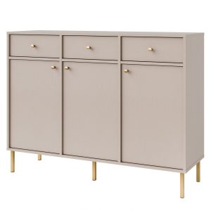 KONSIMO FLOREN Szeroka komoda 124 cm do salonu na złotych nóżkach 757277
