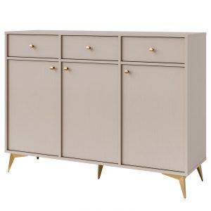 KONSIMO FLOREN Szeroka komoda 124 cm do salonu na złotych nóżkach 757271