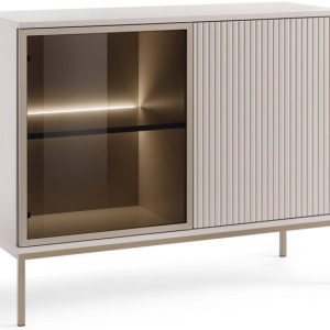 KONSIMO FONTE Kaszmirowa komoda 104 cm, ozdobne lamele, metalowe nóżki 20cm 757744
