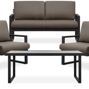 KONSIMO FRENA Zestaw mebli ogrodowych industrialnych czarno-beżowy, loft 868747 KONSIMO FRENA Zestaw mebli ogrodowych industrialnych czarno-beżowy, loft 868747
