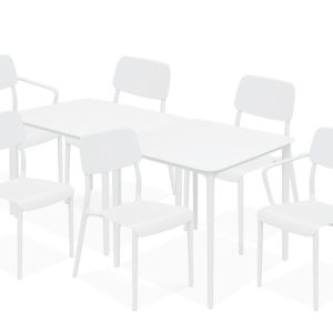 KONSIMO GALIO Meble ogrodowe białe, ergonomiczne, lekkie, dla 6 osób 868709 KONSIMO GALIO Meble ogrodowe białe, ergonomiczne, lekkie, dla 6 osób 868709