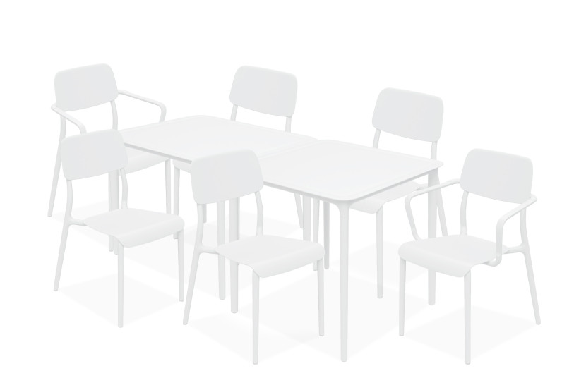 KONSIMO GALIO Meble ogrodowe białe, ergonomiczne, lekkie, dla 6 osób 868709