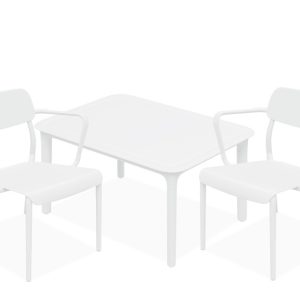 KONSIMO GALIO Minimalistyczny biały zestaw mebli ogrodowych, lekki, 2 os. 868729 KONSIMO GALIO Minimalistyczny biały zestaw mebli ogrodowych, lekki, 2 os. 868729