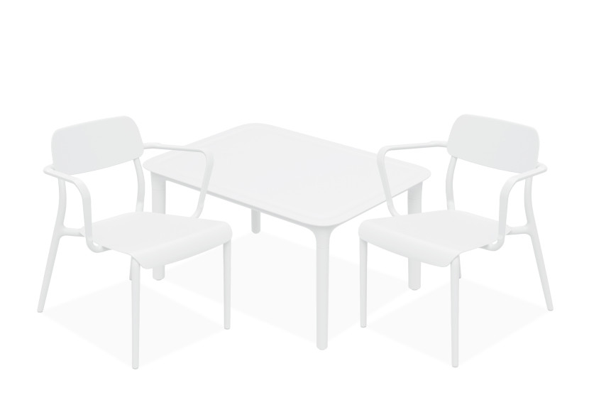 KONSIMO GALIO Minimalistyczny biały zestaw mebli ogrodowych, lekki, 2 os. 868729