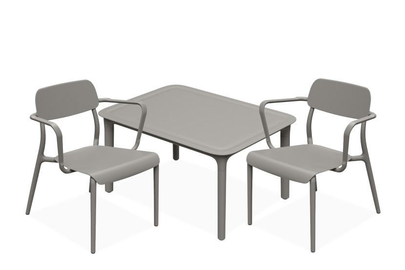 KONSIMO GALIO Minimalistyczny zestaw mebli ogrodowych, chłodny brąz, 2 os. 868748