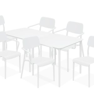 KONSIMO GALIO Stół i krzesła na ogród/taras/balkon, białe, jasne meble 868723 KONSIMO GALIO Stół i krzesła na ogród/taras/balkon, białe, jasne meble 868723
