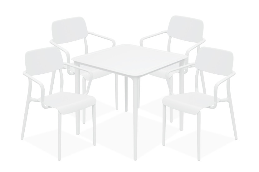 KONSIMO GALIO Zestaw ergonomicznych mebli na ogród/taras, białe, 4 os. 868687