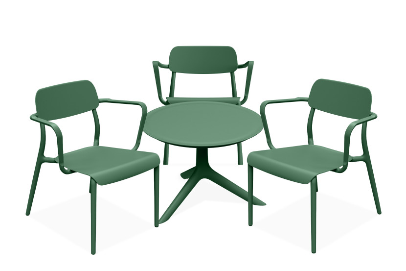 KONSIMO GALIO Zestaw ergonomicznych mebli na ogród/taras, zielonu, 3 os. 868722