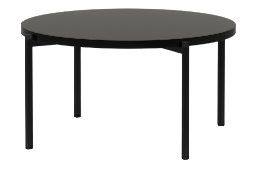 KONSIMO GERIS Stolik kawowy z czarnym blatem w połysku w stylu loft 823661