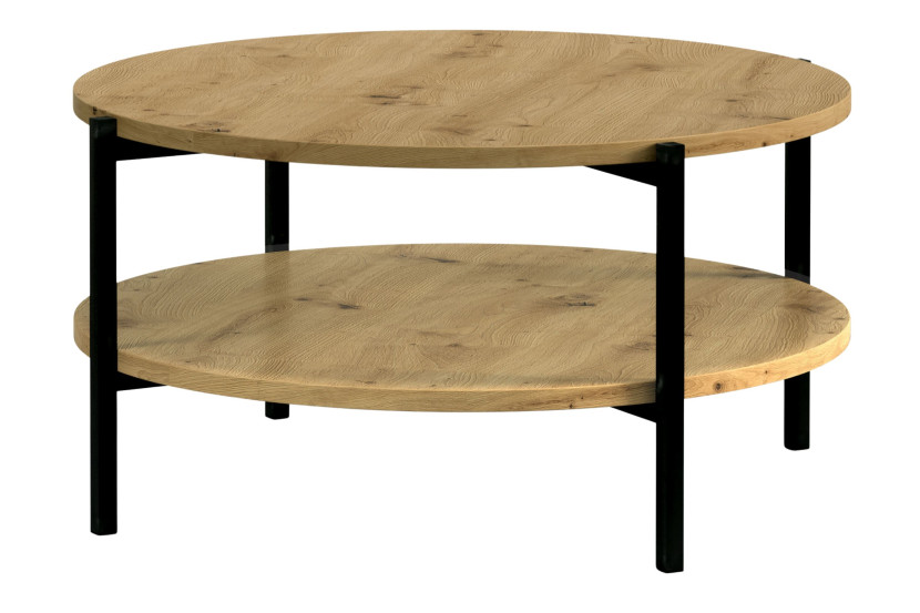 KONSIMO GERIS Stolik w stylu industrialnym z półką, dąb artisan 823531