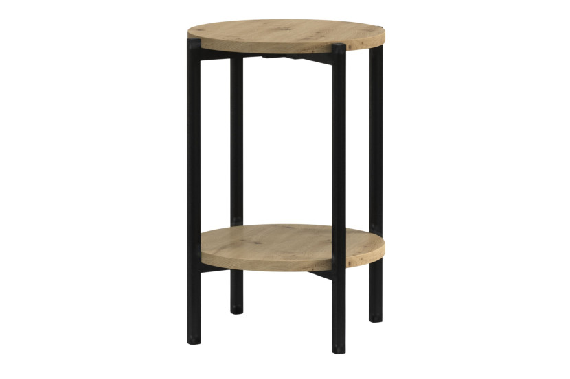 KONSIMO GERIS Wysoki industrialny stolik z półką, loft, dąb artisan 823534