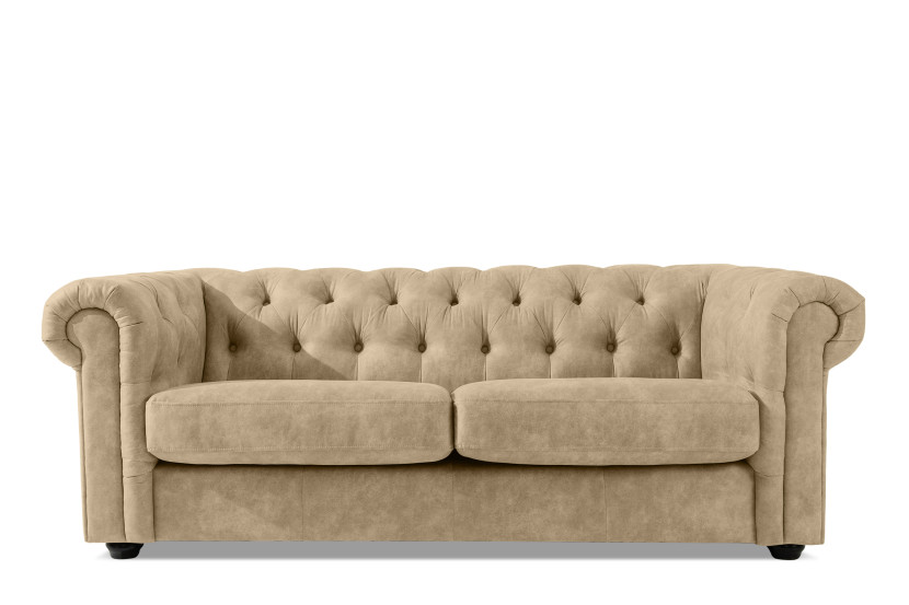 KONSIMO GRAVO Sofa trzyosobowa z ekoskóry chesterfield, pikowana 823684