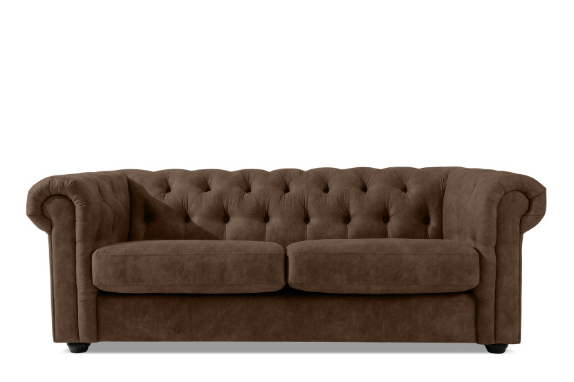 KONSIMO GRAVO Sofa trzyosobowa z ekoskóry chesterfield, pikowana 823687