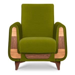 KONSIMO GUSTAVO Fotel do salonu ze wstawkami imitującymi drewno 817303