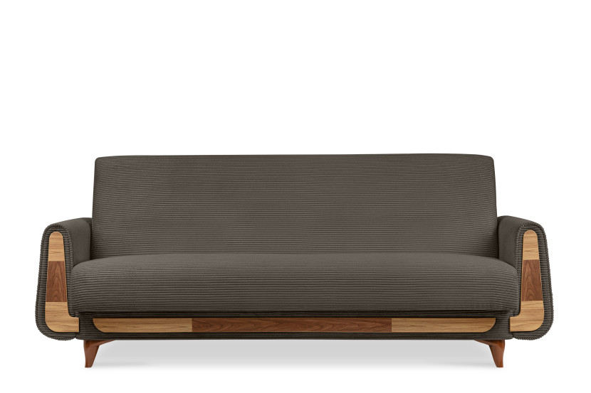 KONSIMO GUSTAVO II Sofa trzyosobowa rozkładana w tkaninie sztruksowej 817518