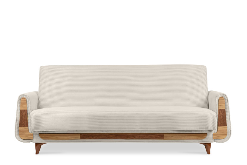 KONSIMO GUSTAVO II Sofa trzyosobowa rozkładana w tkaninie sztruksowej 817525