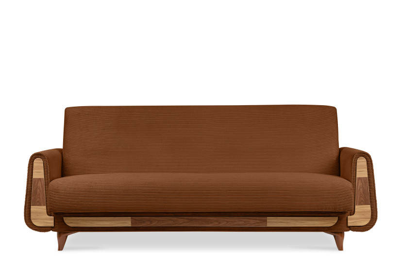KONSIMO GUSTAVO II Sofa trzyosobowa rozkładana w tkaninie sztruksowej 817529