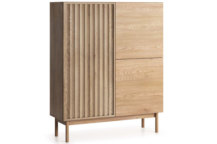 KONSIMO HARMA wysoka komoda, system Push-to-Open, z lamelami, styl loft 725768