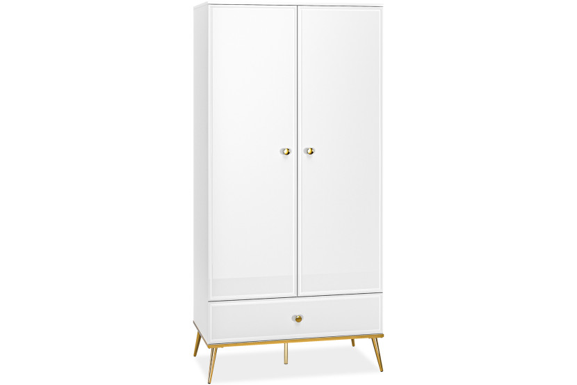 KONSIMO ISORIA Wysoka elegancka szafa z drążkiem na złotych nogach glamour 757349