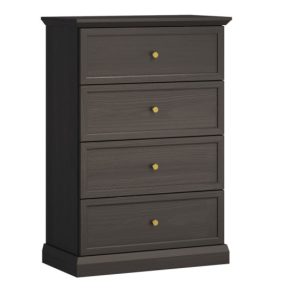 KONSIMO KATRIA Klasyczna Komoda czarna, 4 szuflady, szer. 75,3 cm 847148