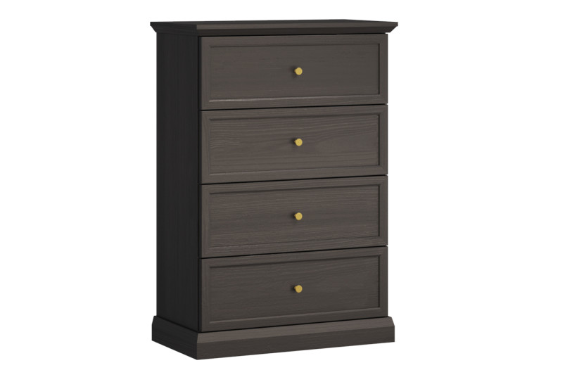 KONSIMO KATRIA Klasyczna Komoda czarna, 4 szuflady, szer. 75,3 cm 847148