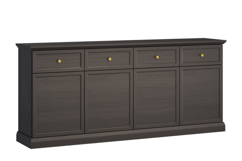 KONSIMO KATRIA Komoda czarna 4 szuflady, 4 szafki szer. 192,6 cm 847145