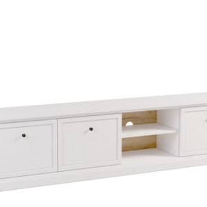 KONSIMO KATRIA Szafka RTV biała, 3 szafki i 2 półki, szer. 206,2 cm 847781 KONSIMO KATRIA Szafka RTV biała, 3 szafki i 2 półki, szer. 206,2 cm 847781